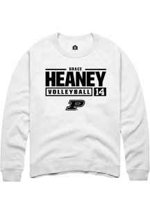 Grace Heaney  Rally Purdue Boilermakers Mens White NIL Stacked Box Long Sleeve Crew Sweatshirt