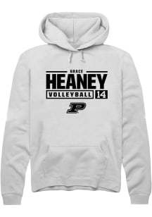 Grace Heaney  Rally Purdue Boilermakers Mens White NIL Stacked Box Long Sleeve Hoodie