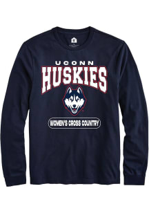 Summit Sportswear UConn Huskies Navy Blue Women's Cross Country Long Sleeve T Shirt