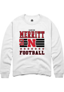 Dawson Merritt Nebraska Cornhuskers Mens White Football NIL Striped Player Crew