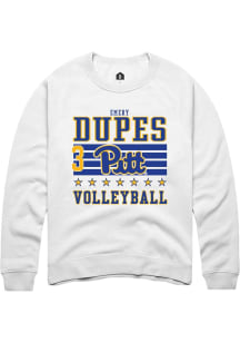 Emery Dupes Pitt Panthers Mens White NIL Striped Player Crew