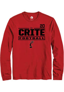 Cj Crite Cincinnati Bearcats Red Football NIL Stacked Box Long Sleeve Player T Shirt
