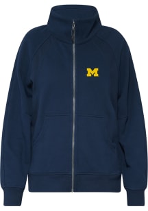 lululemon Michigan Wolverines Womens Navy Blue Scuba Oversized Funnel Neck Long Long Sleeve Full Z..
