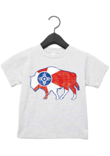 Wichita Toddler Grey City Flag Buffalo Short Sleeve T-Shirt