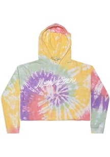 Rally Manhattan Womens Yellow Retro Script Hooded Sweatshirt