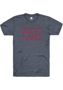 Rally Cleveland Navy Blue Disconnected Wordmark Short Sleeve Fashion T Shirt