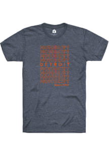 Rally Detroit Navy Blue Motor City Repeat Short Sleeve Fashion T Shirt