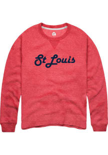 Rally St Louis Mens Red Retro Wordmark Long Sleeve Crew Sweatshirt