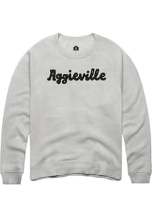 Rally Aggieville Mens Grey Script Long Sleeve Crew Sweatshirt