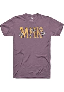 Rally Manhattan Womens Purple Floral Short Sleeve T-Shirt