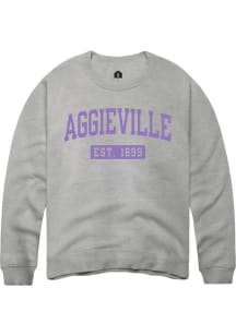 Rally Aggieville Mens Grey Collegiate Wordmark Long Sleeve Crew Sweatshirt