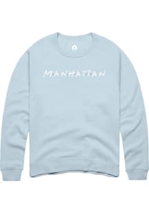 Rally Manhattan Womens Light Blue Dots Crew Sweatshirt