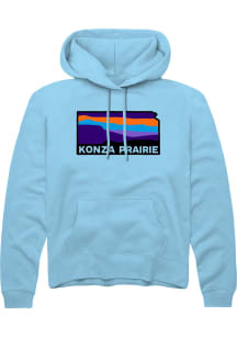 Rally Manhattan Mens Light Blue Konza Prairie State Shape Long Sleeve Hoodie