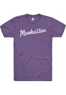 Rally Manhattan Purple RH Script Design Short Sleeve Fashion T Shirt