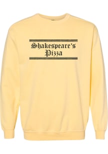 Rally Shakespeare's Pizza Mens Yellow Prime Logo Long Sleeve Crew Sweatshirt