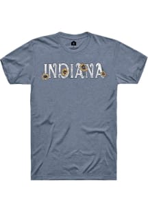 Rally Indiana Womens Light Blue Floral Short Sleeve T-Shirt