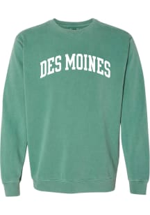 Rally Des Moines Womens Green Arch Wordmark Crew Sweatshirt