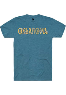 Rally Oklahoma Womens Teal Floral Short Sleeve T-Shirt