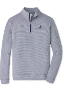 Peter Millar Chicago Cubs Mens Navy Blue Perth Sugar Stripe Golfing Bear Long Sleeve Qtr Zip Pullo..