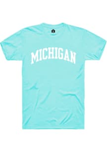Rally Michigan Teal Arch Wordmark Short Sleeve T Shirt