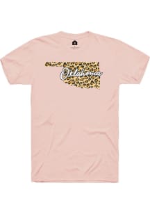 Rally Oklahoma Womens Pink Cheetah State Short Sleeve T-Shirt