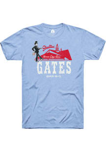Rally Gates BBQ Light Blue Kansas Citys Own Short Sleeve Fashion T Shirt