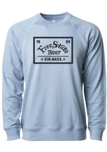 Rally Free State Brewing Mens Blue Logo and Quote Long Sleeve Crew Sweatshirt
