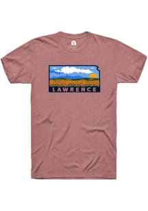 Rally Lawrence Pink Sunflowers State Shape Short Sleeve Fashion T Shirt