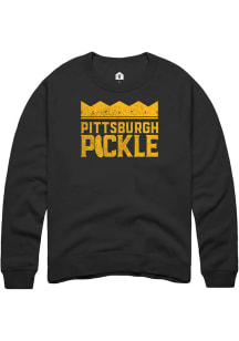Rally Pittsburgh Pickle Mens Black Pickle Logo Long Sleeve Crew Sweatshirt