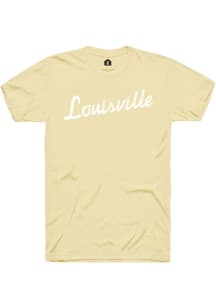 Rally Louisville Yellow RH Script Short Sleeve T Shirt