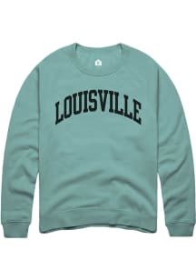 Rally Louisville Mens Green Arch Wordmark Long Sleeve Crew Sweatshirt