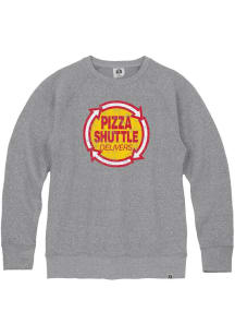 Rally Pizza Shuttle Mens Grey Pizza Shuttle Prime Logo Long Sleeve Crew Sweatshirt