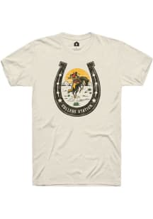 Rally College Station Light Blue Horseshoe Cowboy Short Sleeve T Shirt