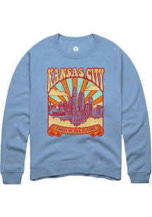 Rally Kansas City Mens Light Blue Paris of the Plains Long Sleeve Crew Sweatshirt