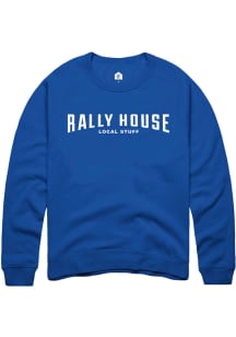 Rally  Mens Blue Employee Tees Long Sleeve Crew Sweatshirt