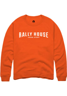 Rally  Mens Orange Employee Tees Long Sleeve Crew Sweatshirt