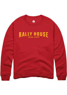Rally  Mens Red Employee Tees Long Sleeve Crew Sweatshirt