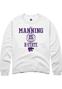 Taj Manning  Rally K-State Wildcats Mens White NIL Sport Icon Long Sleeve Crew Sweatshirt