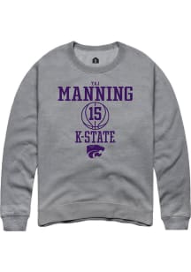 Taj Manning  Rally K-State Wildcats Mens Graphite NIL Sport Icon Long Sleeve Crew Sweatshirt
