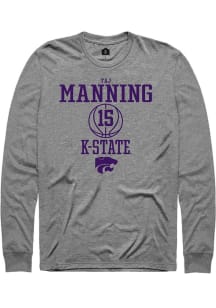 Taj Manning  K-State Wildcats Graphite Rally NIL Sport Icon Long Sleeve T Shirt