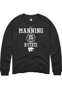 Taj Manning  Rally K-State Wildcats Mens Black NIL Sport Icon Long Sleeve Crew Sweatshirt