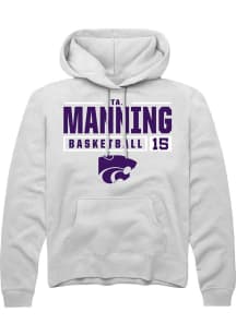 Taj Manning  Rally K-State Wildcats Mens White NIL Stacked Box Long Sleeve Hoodie