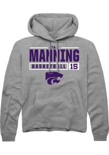 Taj Manning  Rally K-State Wildcats Mens Graphite NIL Stacked Box Long Sleeve Hoodie