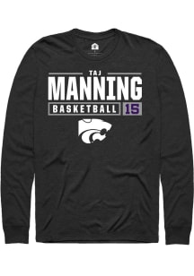 Taj Manning  K-State Wildcats Black Rally NIL Stacked Box Long Sleeve T Shirt