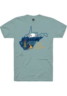 Rally West Virginia Blue Take Me Home State Shape Short Sleeve Fashion T Shirt