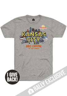 Rally Kansas City Grey BBQ Capital Short Sleeve Fashion T Shirt