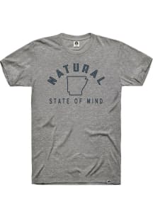 Rally Arkansas Grey Natural State of Mind Short Sleeve Fashion T Shirt