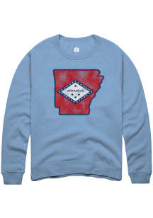 Rally Arkansas Mens Light Blue State Flag Infill Long Sleeve Crew Sweatshirt