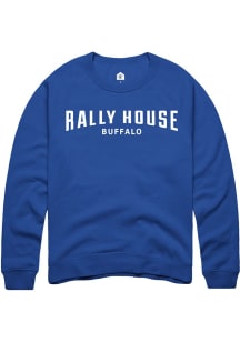 Rally  Mens Blue Employee Tees Long Sleeve Crew Sweatshirt