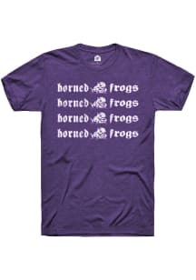 Rally TCU Horned Frogs Purple Rocker font repeat Short Sleeve Fashion T Shirt
